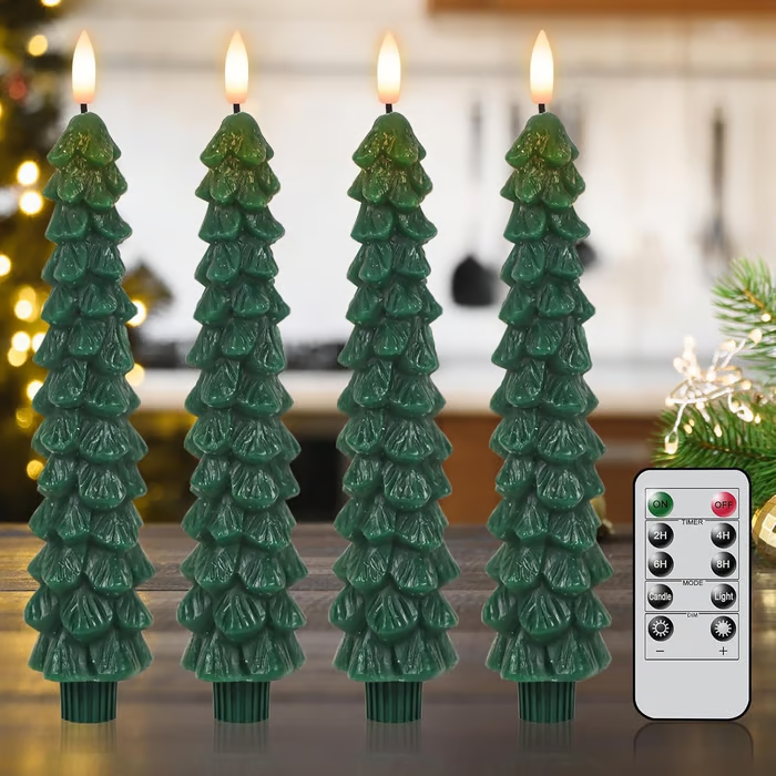 🔥 Early Christmas Sale  🌲Christmas Tree Flameless Taper Candle Lights with Remote Control