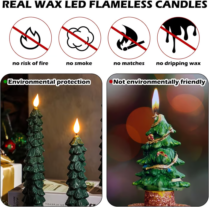 🔥 Early Christmas Sale  🌲Christmas Tree Flameless Taper Candle Lights with Remote Control